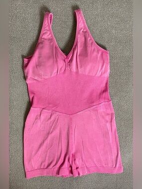 Target Pink Seamless Active Shorts & Tank Bodysuit- Athleisure Gym Built in Bra